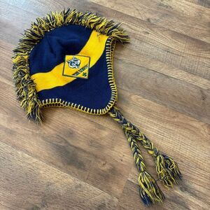 Boy Scouts Cub Scouts Yellow Navy Blue Knit Beanie w/ Ear Covers Youth Size